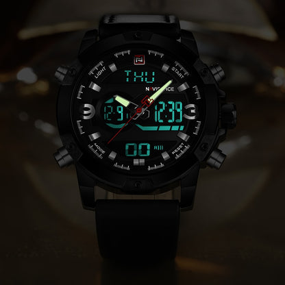 NAVIFORCE - Reloj deportivo analógico digital de cuero para hombre, marca de lujo, estilo militar, de cuarzo