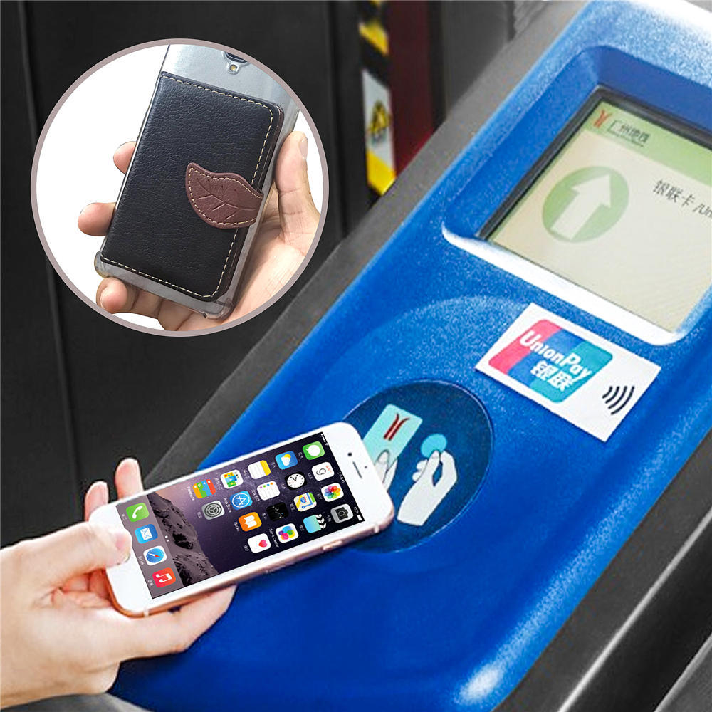 Funda creativa de cuero PU para teléfono, tarjetero para mujer y hombre, con adhesivo 3M, moderna y elegante.