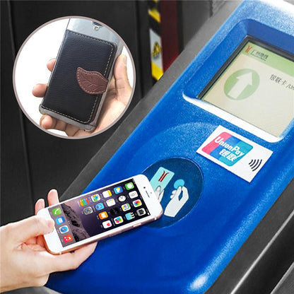 Funda creativa de cuero PU para teléfono, tarjetero para mujer y hombre, con adhesivo 3M, moderna y elegante.