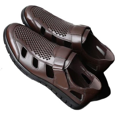 Men's leather sandals summer breathable leather shoes