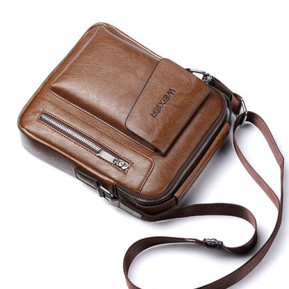 Bolso de hombro informal para hombre, bandolera vintage de alta calidad, de piel sintética