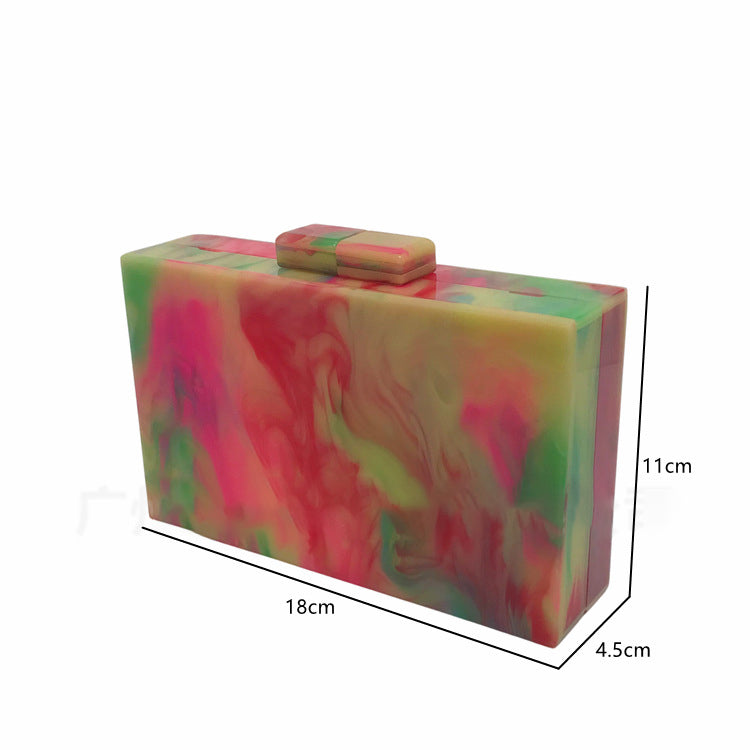 Bolso de cena acrílico con textura de mármol de colores mixtos