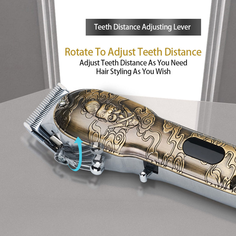 Cortadora de pelo totalmente metálica con cabezal de aceite retro, tijeras para tallar, máquina cortadora de pelo eléctrica con carga USB