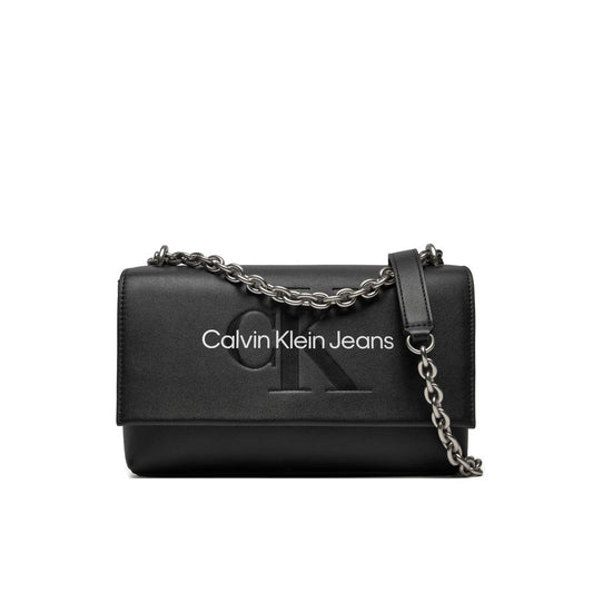 Calvin Klein Jeans Black And White Artificial Leather Handbag