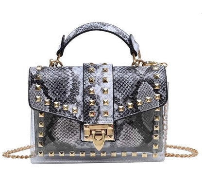 Bolso de mano elegante con remaches y nuevas cadenas para mujer