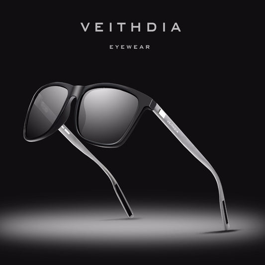 Gafas de sol unisex VEITHDIA de aluminio retro con lentes polarizadas TR90, accesorios vintage para hombre y mujer, 6108