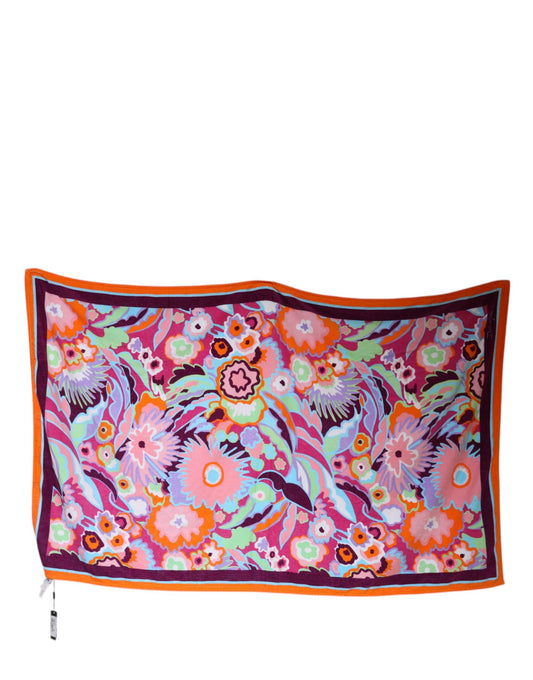 Dolce & Gabbana Multicolor Floral Print Cotton Beach Towel