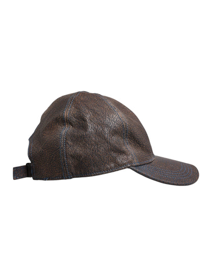 Dolce & Gabbana Brown Goatskin Leather Baseball Cap