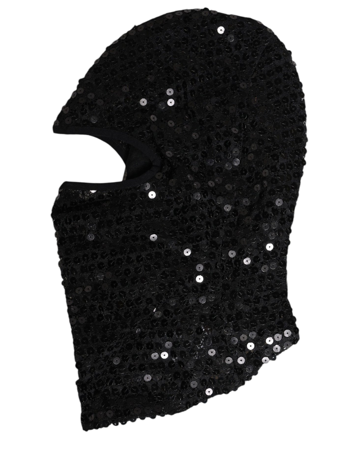 Dolce & Gabbana Black Sequined Nylon Ski Mask Balaclava Hat