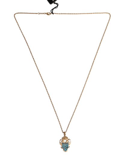 Dolce & Gabbana Gold Tone Chain Brass Statement Sicily Pendant Necklace