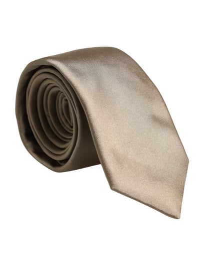 Dolce & Gabbana Beige Solid Silk Adjustable Necktie Tie