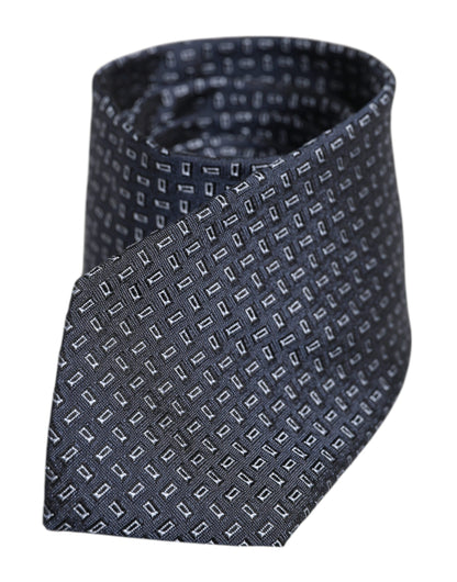 Dolce & Gabbana Dark Blue Patterned Silk Adjustable Tie