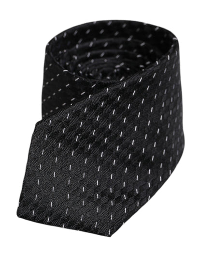 Dolce & Gabbana Black Patterned Silk Adjustable Necktie Tie