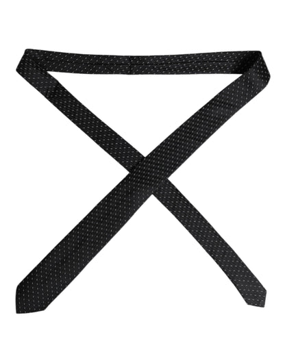 Dolce & Gabbana Black Patterned Silk Adjustable Necktie Tie