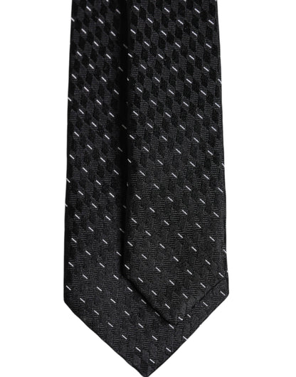 Dolce & Gabbana Black Patterned Silk Adjustable Necktie Tie