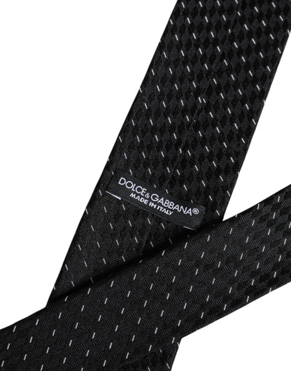 Dolce & Gabbana Black Patterned Silk Adjustable Necktie Tie