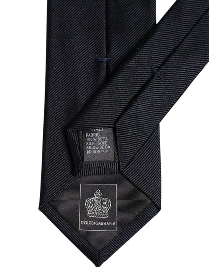 Dolce & Gabbana Dark Blue Silk Adjustable Necktie Tie