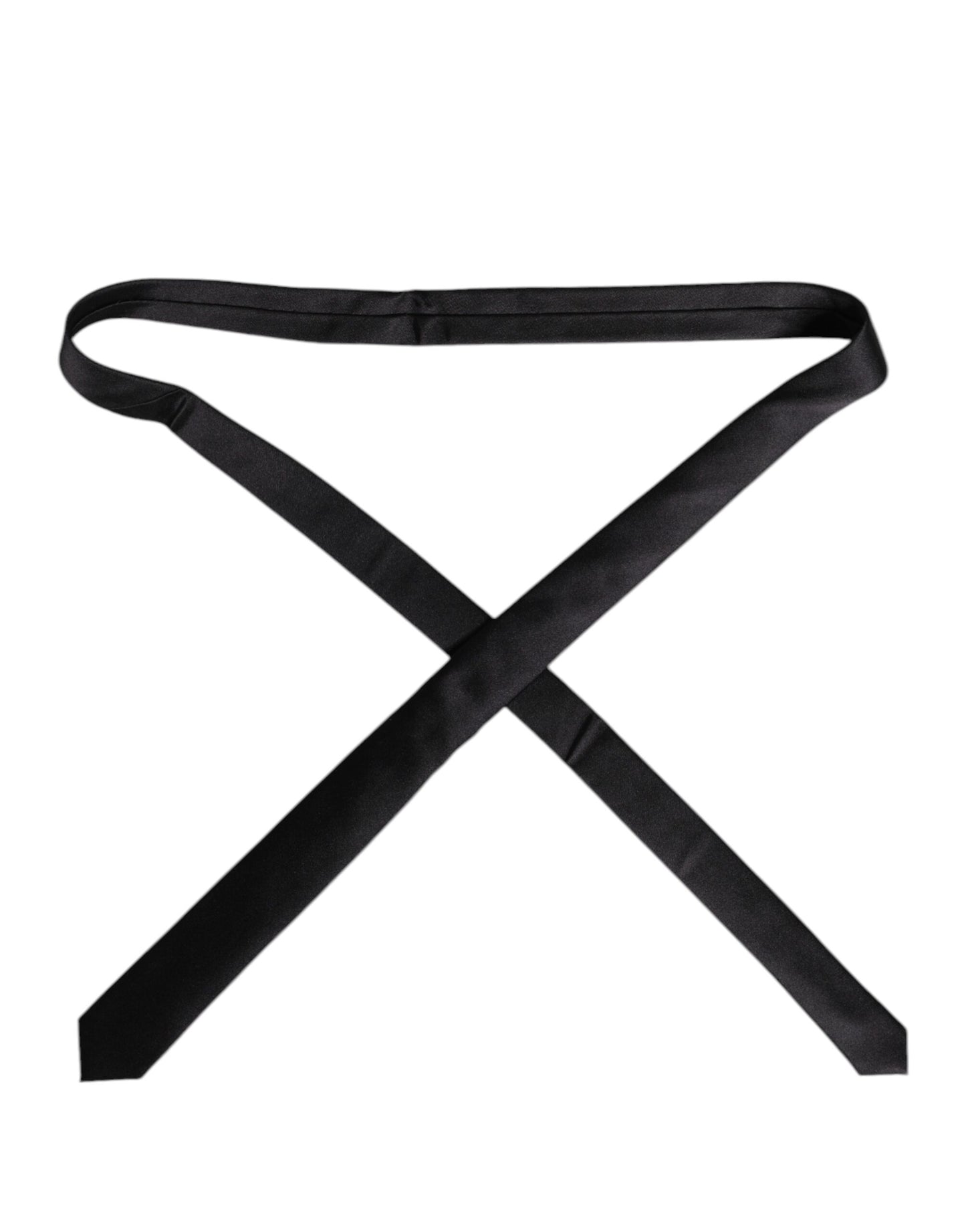 Dolce & Gabbana Black Solid Silk Adjustable Necktie Tie