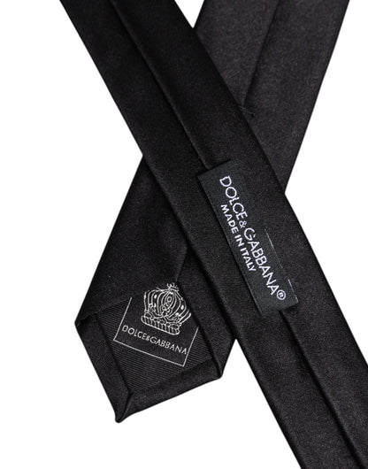 Dolce & Gabbana Black Solid Silk Adjustable Necktie Tie