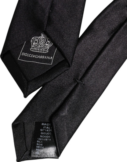 Dolce & Gabbana Black Solid Silk Adjustable Necktie Tie