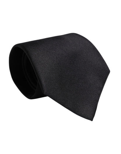 Dolce & Gabbana Black Solid Silk Adjustable Necktie Tie