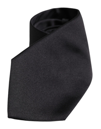 Dolce & Gabbana Black Solid Silk Adjustable Necktie Tie
