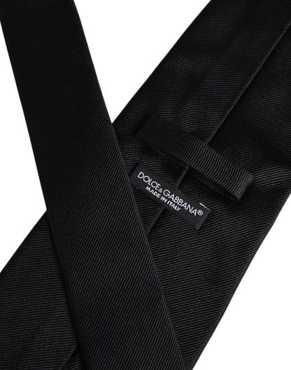 Dolce & Gabbana Black Solid Silk Adjustable Necktie Tie