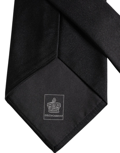 Dolce & Gabbana Black Solid Silk Adjustable Necktie Tie