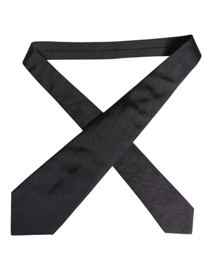 Dolce & Gabbana Black Solid Silk Adjustable Necktie Tie