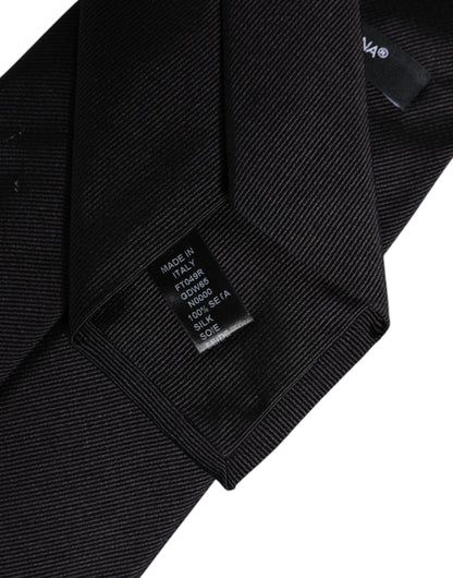 Dolce & Gabbana Black Solid Silk Adjustable Necktie Tie