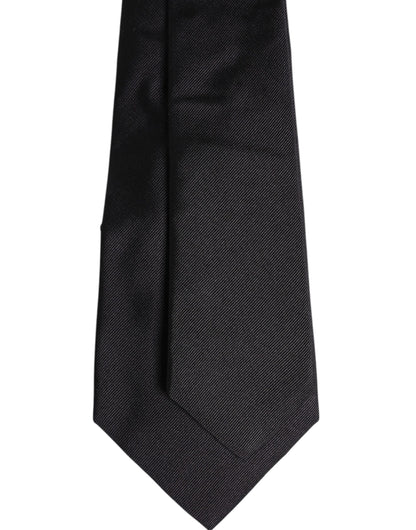 Dolce & Gabbana Black Solid Silk Adjustable Necktie Tie