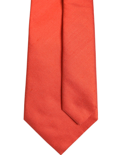 Dolce & Gabbana Orange Solid Silk Adjustable Necktie Tie