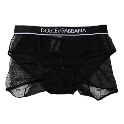 Dolce & Gabbana Black Tulle Nylon Mid Waist Panty Underwear