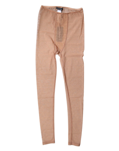 Dolce & Gabbana Nude Beige Logo Lace Lingerie Pants Underwear