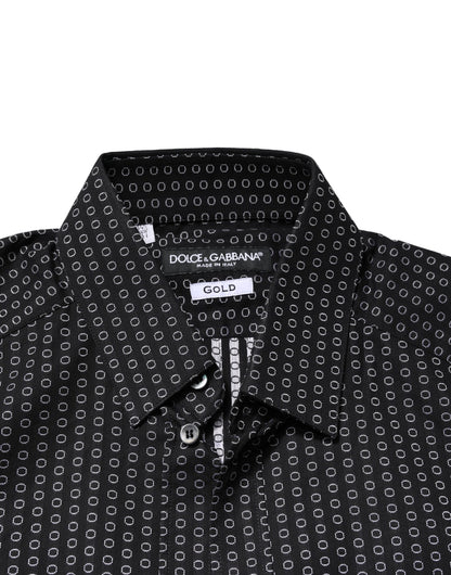 Dolce & Gabbana Black GOLD Patterned Cotton Men Dress Shirt