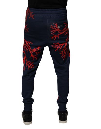 Dolce & Gabbana Dark Blue Corals Jogger Men Sweatpants Pants