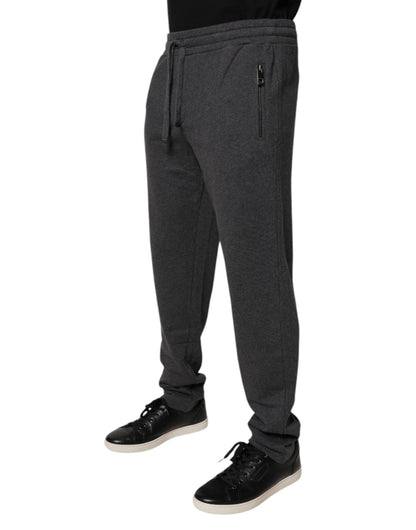 Dolce & Gabbana Dark Gray Cotton Men Jogger Sweatpants Pants