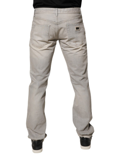 Dolce & Gabbana Light Gray Cotton Skinny Denim Jeans