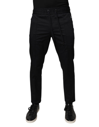 Dolce & Gabbana Dark Blue Cotton Men Jogger Sweatpants Pants