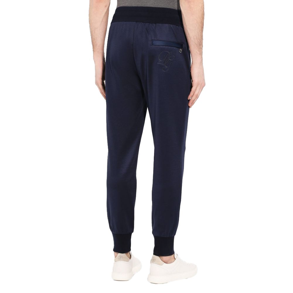 Dolce & Gabbana Blue Silk Men Trousers