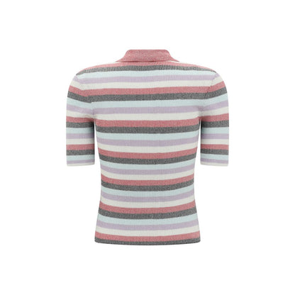 Ganni Striped Polo Top
