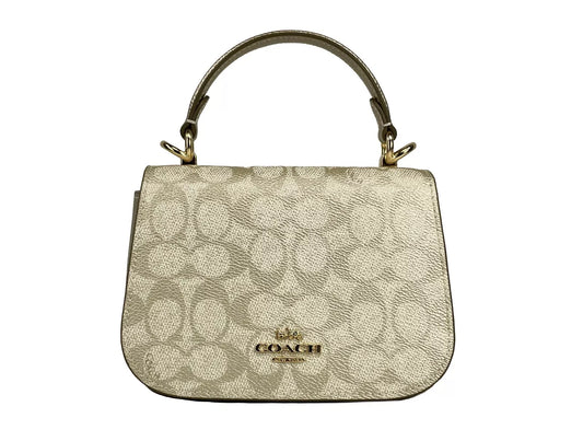COACH Lysa Top Handle Bag Crossbody Champagne Gold