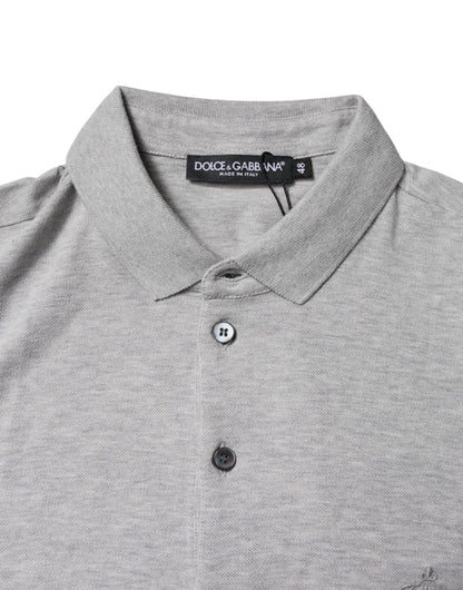 Dolce & Gabbana Gray Crown Cotton Men Polo Shirt T-shirt