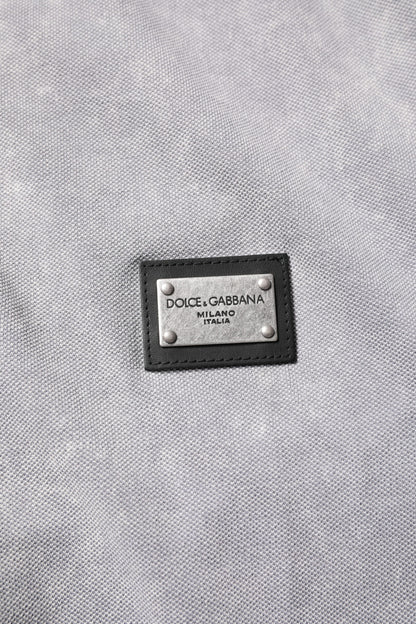 Dolce & Gabbana Gray Logo Plaque Cotton Men Polo Shirt T-shirt