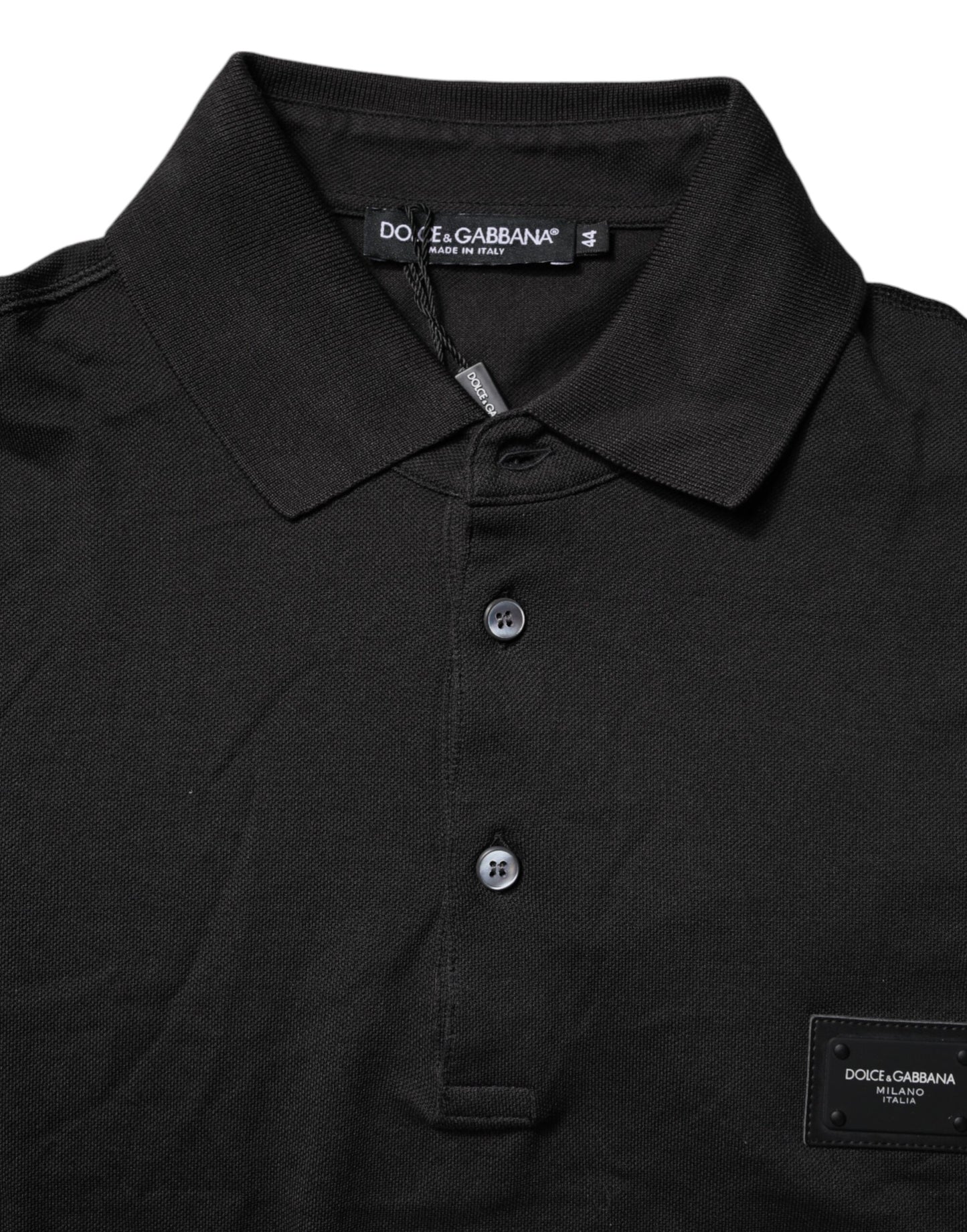 Dolce & Gabbana Dark Gray Logo Plaque Cotton Men Polo Shirt T-shirt