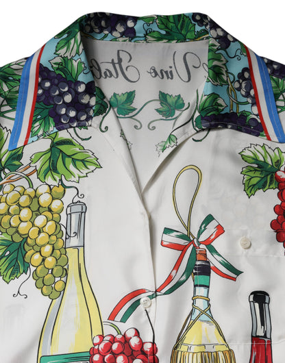 Dolce & Gabbana Multicolor Short Sleeve Silk Food Shirt Top