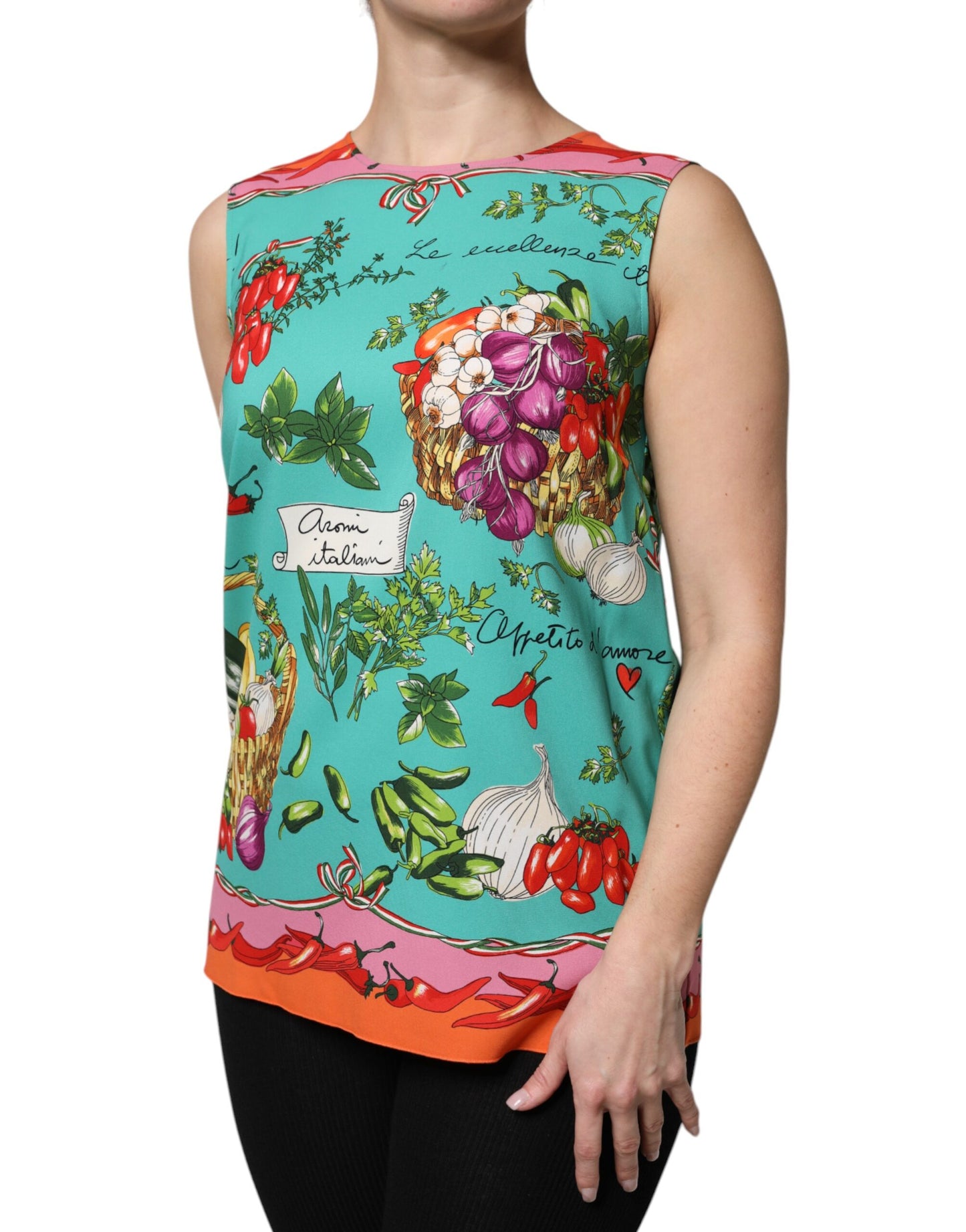 Dolce & Gabbana Multicolor Floral Silk Sleeveless Tank Top