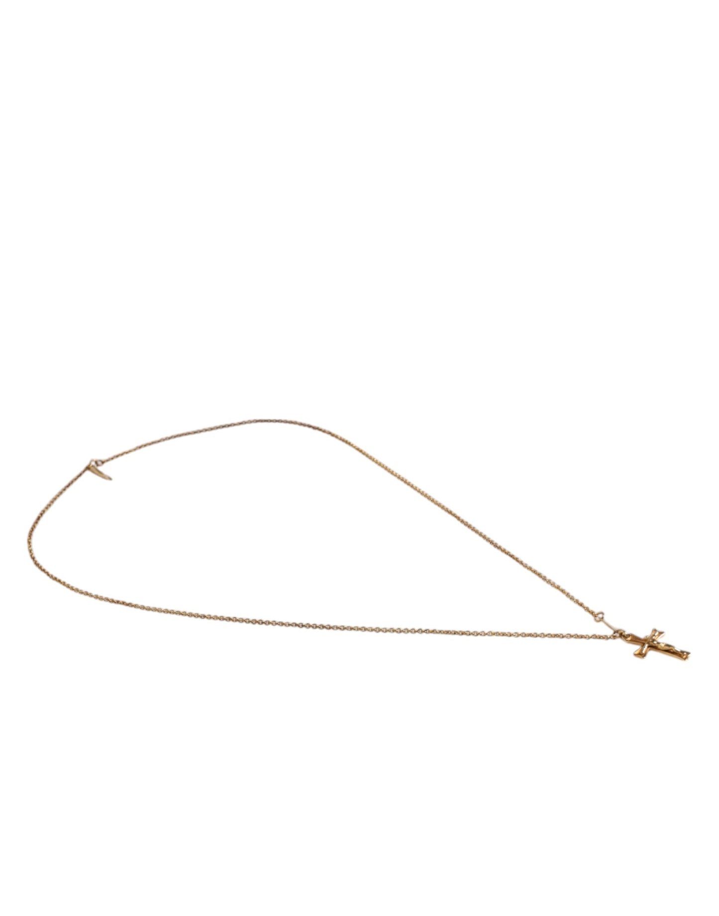 Dolce & Gabbana Gold Tone Brass Chain Religious Cross Pendant Necklace