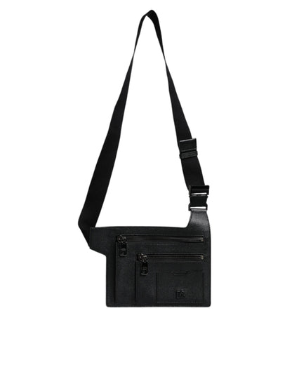 Dolce & Gabbana Black Calfskin Leather Messenger Crossbody Bag