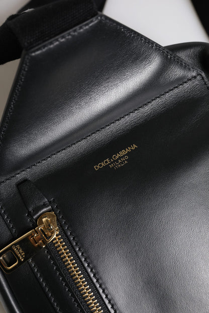 Dolce & Gabbana Black Logo Leather Belt Waist Shoulder Men Crossbody Bag